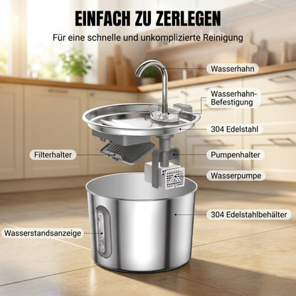 Fellzeit™ 2,2L Edelstahl-Trinkbrunnen